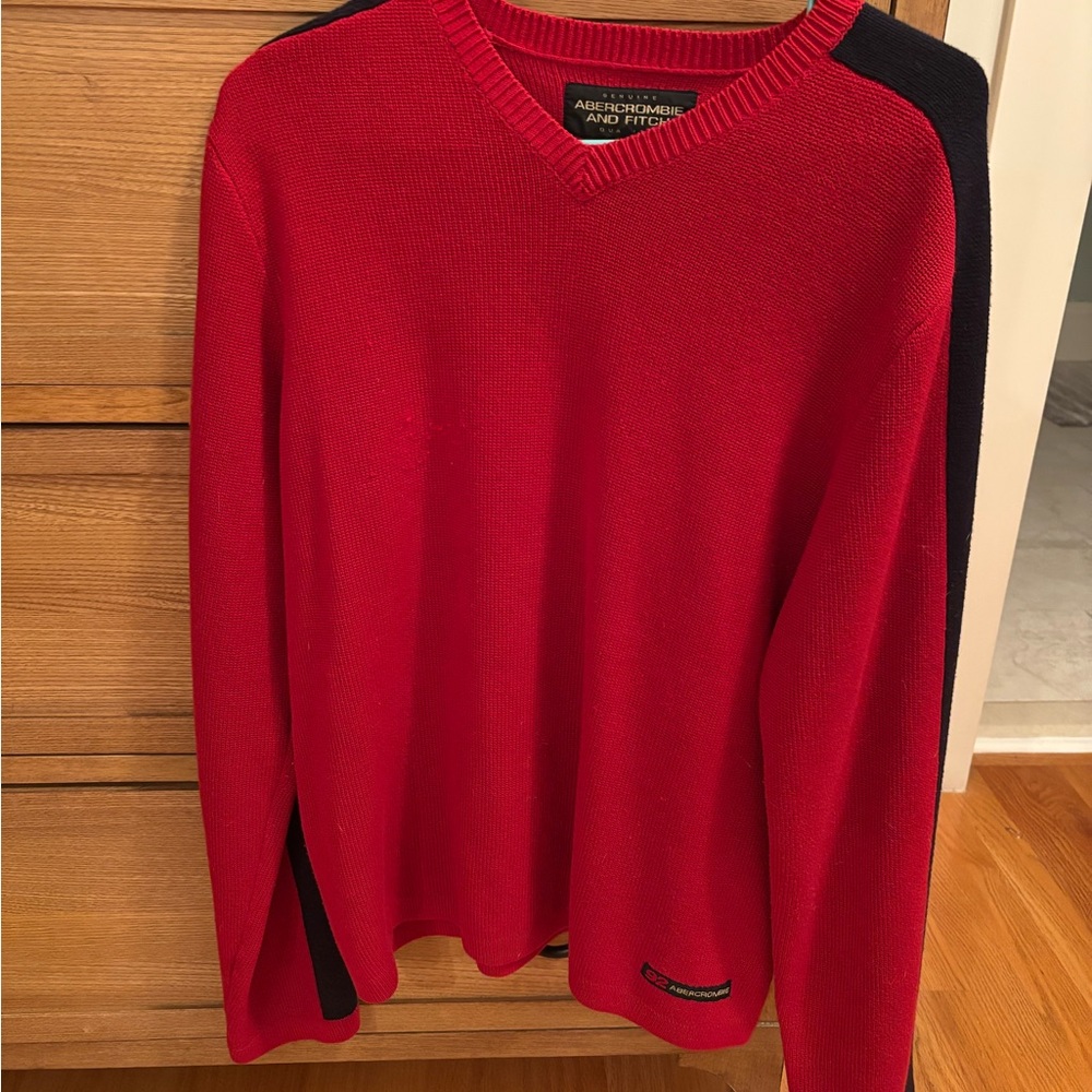 Vintage 1992 Abercrombie & Fitch V-Neck Sweater in Red and Black